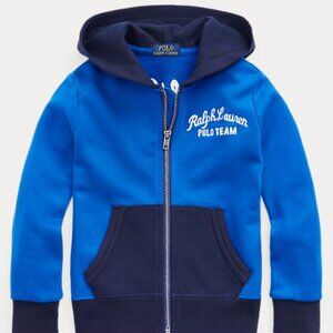 Ralph Lauren Boys Polo Team Fleece Zip-Up Hoodie Size 5 Blue/Navy‎ EUC